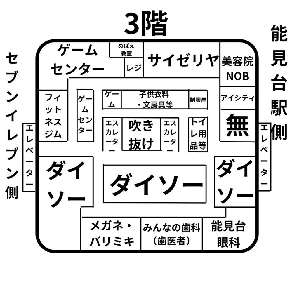 イトーヨーカドー能見台店3階のフロアマップ