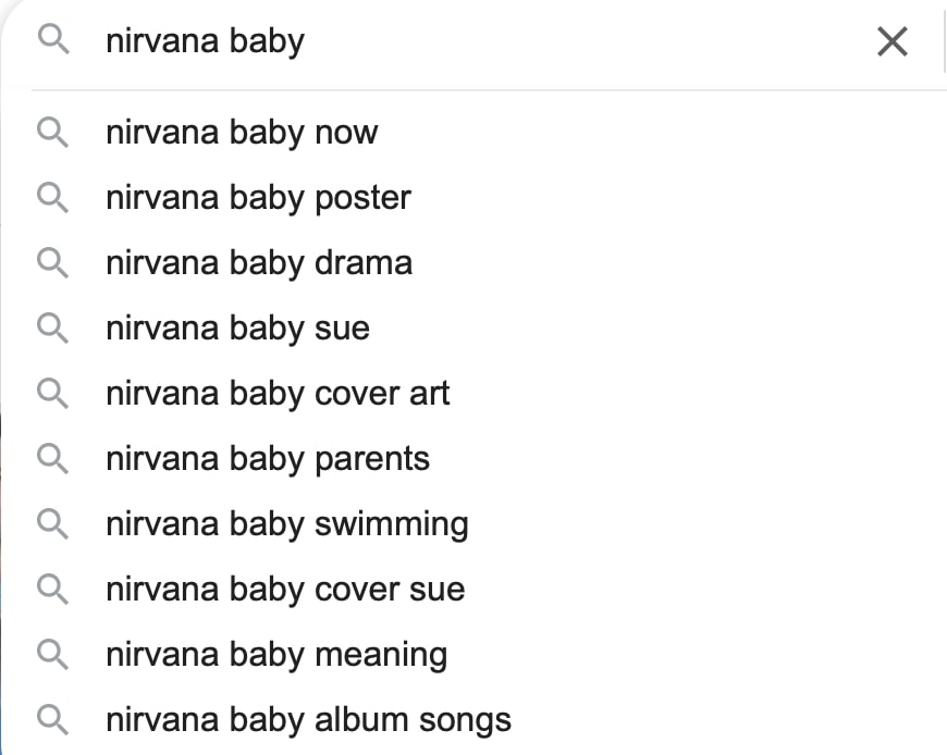 ニルヴァーナの赤ちゃんに関する検索候補